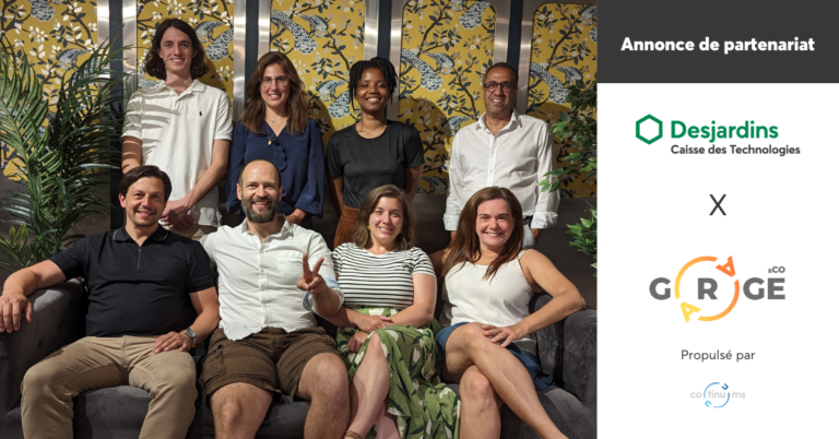 Annonce de partenariat. Desjardins Caisse des Technologies et Continuums Le Garage & Co réuni pour une photo officielle